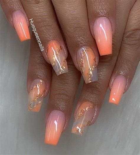 Stylish Orange Nail Design Super Trendy Acrylic Nails For 2020 Clear