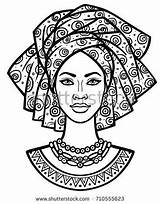 Turban Drawing African Coloring Woman Dashiki Portrait Animation Shutterstock Young Vector Linear Monochrome Choose Board Africanas Illustrator Stock Dibujos Getdrawings sketch template