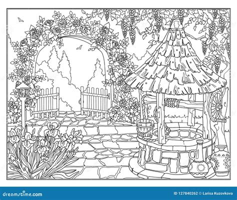coloring page  secret garden stock illustration illustration