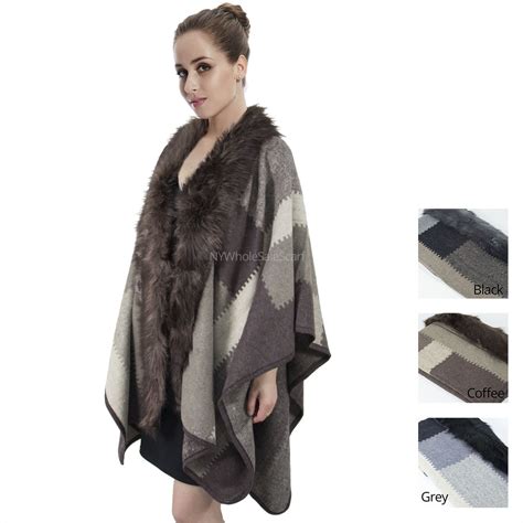 faux fur trim cape xb xb  wholesale scarves