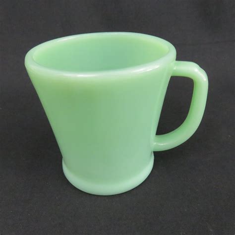 Fire King Jadite Flat Bottom D Handle Green Glass Coffee Mug Etsy