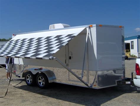 enclosed motorcycle cargo trailer ac unit awning white race trailer  ebay