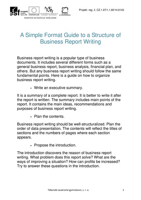 school essay formal business report