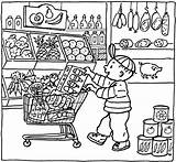 Grocery Coloring Market Store Pages Kleurplaat Supermarkt Kids Sheets Colouring Shopping Printable Kleurplaten Food Thema Getcolorings Book Supermercado Shop Color sketch template