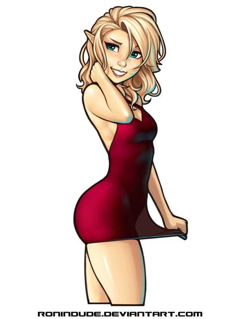 Evening Drawing Sassy Elf In Little Red Dress By Ronindude Female