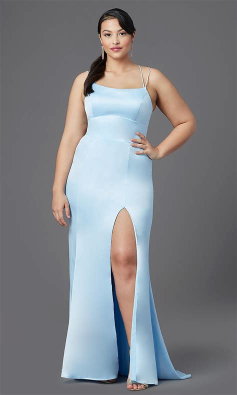 strappy open back long satin prom dress with train