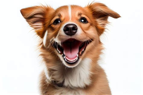 photo isolated happy smiling dog white background portrait