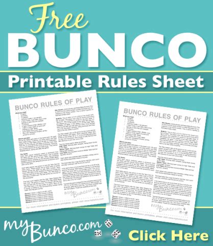 bunco rules cheat sheet