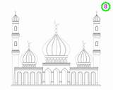 Mosque Masjid Drawing Outline Colouring Coloring Template Sketch Drawings Paintingvalley sketch template