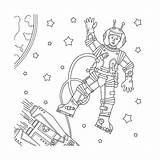 Astronaut Coloring Kids Space Pages Stars Shutterstock Dreamstime Cosmonaut Outer Project Stock Spaceship Earth Preview Wonder sketch template