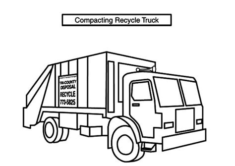 compacting recycle garbage truck coloring pages  print