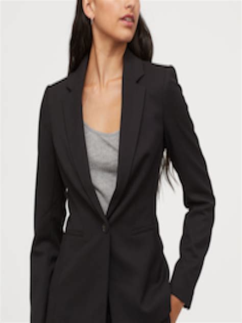 buy handm women black solid fitted blazer blazers for women 10687468