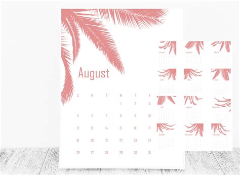 calendar printable   rose pink color  trend pink monthly calendar digital