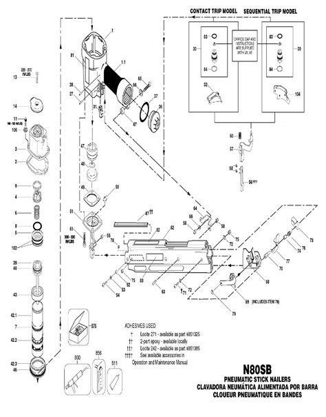 bostitch nsb parts list bostitch nsb repair parts oem parts  schematic diagram