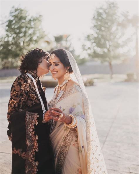 indian pakistani lesbian couple get married in traditional outfits