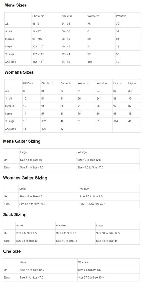 trekmates size guide