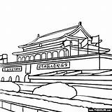 Coloring Beijing China Forbidden City Pages Chinese Drawing Famous Landmarks Thecolor Places Building Color Landmark Place Getdrawings sketch template