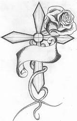 Roses Drawings Crosses Cross Rose Cool Drawing Coloring Pages Tattoo Printable Deviantart Easy Banner Google sketch template