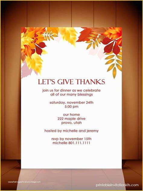thanksgiving invitation templates  thanksgiving dinner autumn