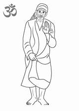 Coloring Baba Sai Printable Pages Shirdi Hinduism Adults Kids sketch template