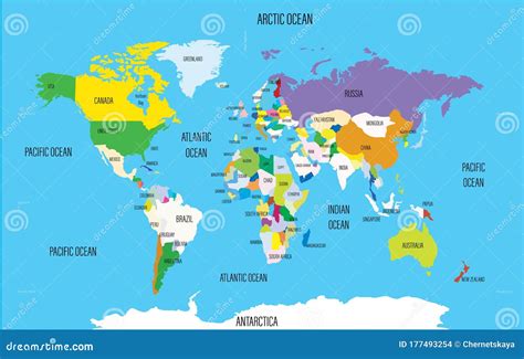 world map  names  countries  oceans travel agency stock
