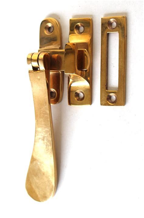 lovely brass window casement lock latch set  flat handle  kings bay