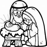 Coloring Nativity Printable Pages Scene sketch template