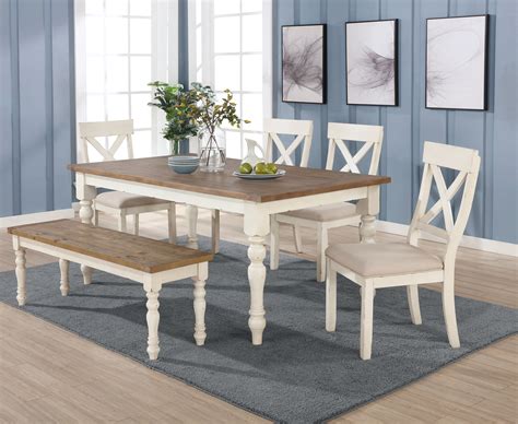 roundhill furniture prato  piece dining table set  cross  chairs  bench antique