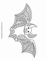 Bat Coloring Pages Halloween Zentangle Primarygames Printable Pdf sketch template