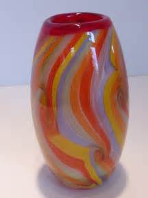 Hand Blown Venetian Art Glass Vase Cased Multi Color