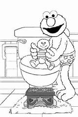 Potty Elmo Training Coloring Pages Toilet Pee Printable Animal Cartoon Colouring Baby Kids Cookie Monster Diaper Boys Party Teaching Train sketch template