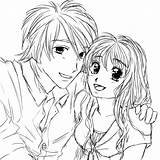 Coloring Anime Pages Couple Kissing Drawing Sketch Emo Color Couples Cute Drawings Print Manga Cuddling Printable Template Fresh Getcolorings Deviantart sketch template