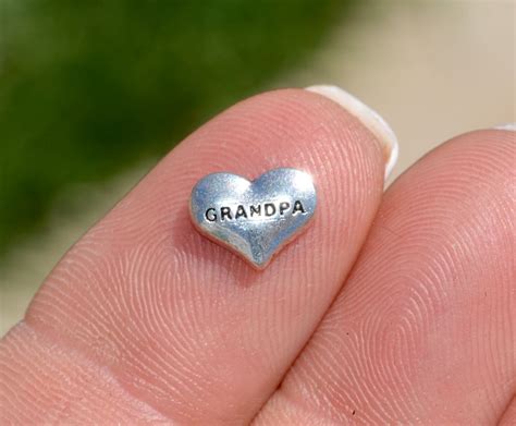 1 Memory Locket Silver Grandpa Heart Charm Fl350 Etsy