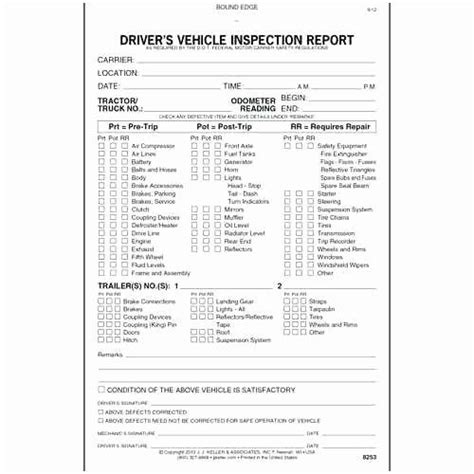 printable dot pre trip inspection form printable templates