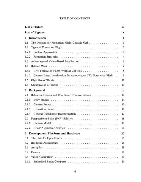 master thesis table  contents template avery