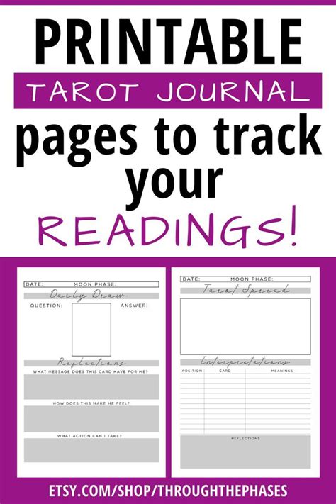 tarot journal printable tarot planner downloadable book  etsy