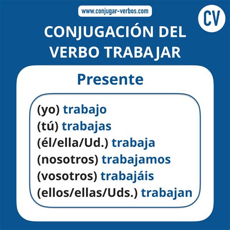 verbo trabajar en presente conjugacion del verbo verbos ejercicios  aprender espanol