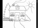 Coloring House Pages Colouring Kids Colour Garden Clipart Drawing Printable Color Print Easy Houses Oval Triangle Book Shapes Library Rectangle sketch template