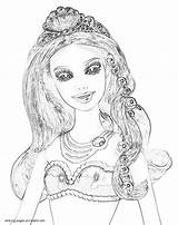 Barbie Coloring Pages Princess Pearl Girls Printable Print Kids sketch template