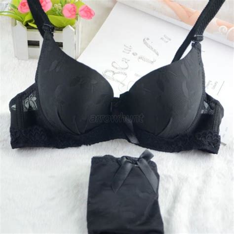 womens sexy underwear satin print bow lace embroidery bra push up sets panties ebay