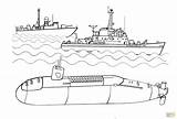 Submarine Coloring Pages Printable Battleship Clipart Ocean Sub Color Kids Sketch Print Cars Yellow sketch template