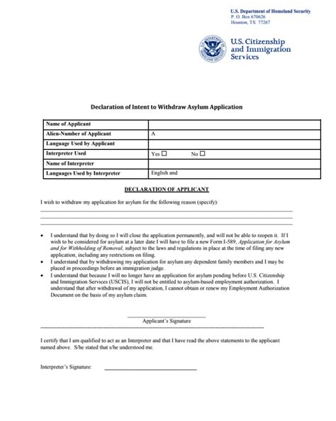 withdraw  asylum application   shoreline immigration
