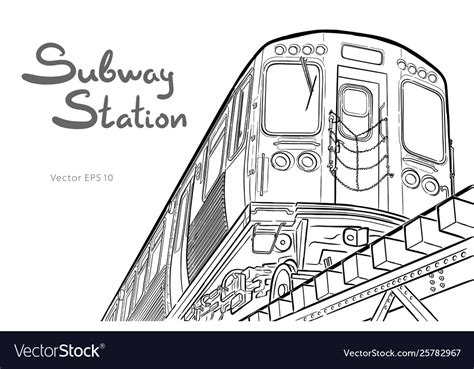 subway train hand drawn sketch royalty  vector image