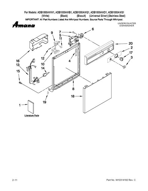 amana model adbawb dishwasher repair replacement parts