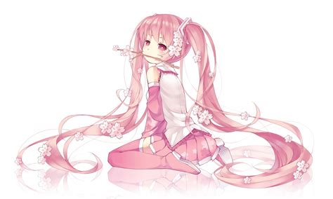 Hatsune Miku Long Hair Pink Eyes Pink Hair Reflection