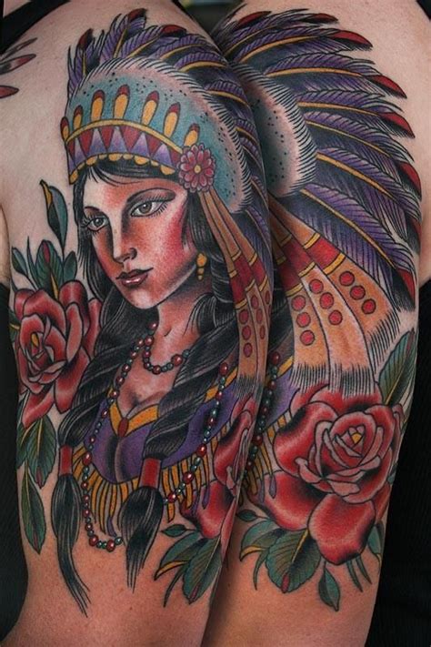 Tattoos By Stefan Johnsson Native American Girl Tatuagens Indígenas
