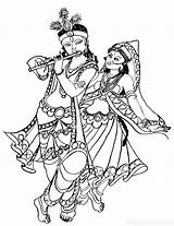 Krishna Radha Clipart Coloring Pages Drawing Hindu Gods Lord God Kids Colouring Janmashtami Colour Festival Line Goddesses Cliparts Wallpaper Printable sketch template
