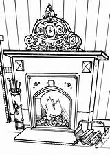 Fireplace Coloring Pages Print sketch template