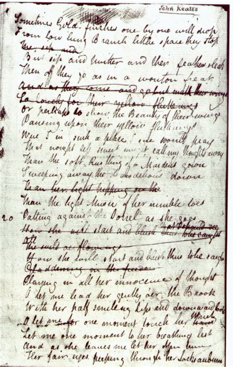 john keats original manuscripts  poetry letters