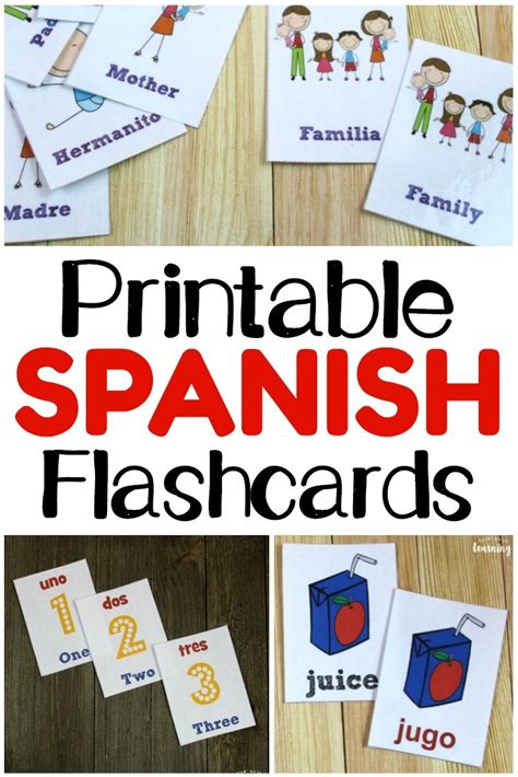 printable spanish flashcards   learning  printable